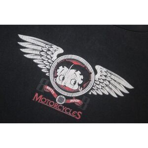 Betty Boop Motorcycles Faded Black Vintage Tee Graphic Paint Stained No Tag Sz M